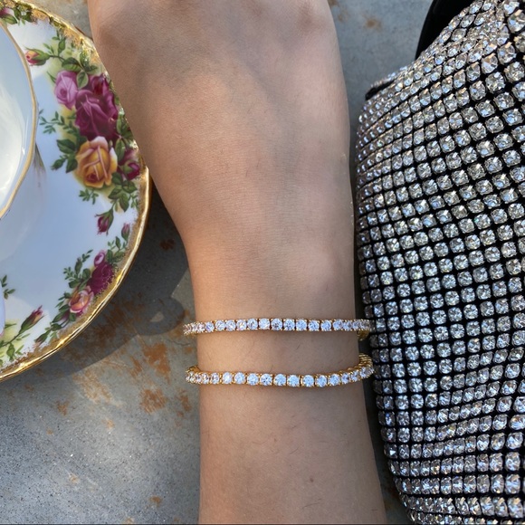 New 14k Gold Plated Tennis Bracelet 6.5" inches - Picture 5 of 16